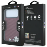 BMW iPhone 17 Pro Max/iPhone 18 Pro Max Skal M Carbon Metal Logo Burgundy