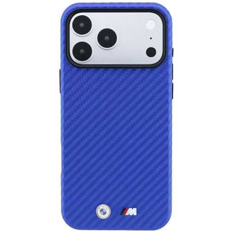 BMW iPhone 17 Pro/iPhone 18 Pro Skal M Carbon Metal Logo Blå