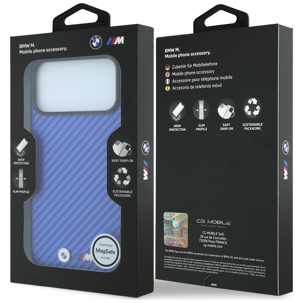 BMW iPhone 17 Pro/iPhone 18 Pro Skal M Carbon Metal Logo Blå