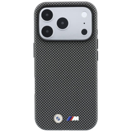 BMW iPhone 17 Pro Max/iPhone 18 Pro Max Skal M Quadrille Kevlar Metal Logo Grå