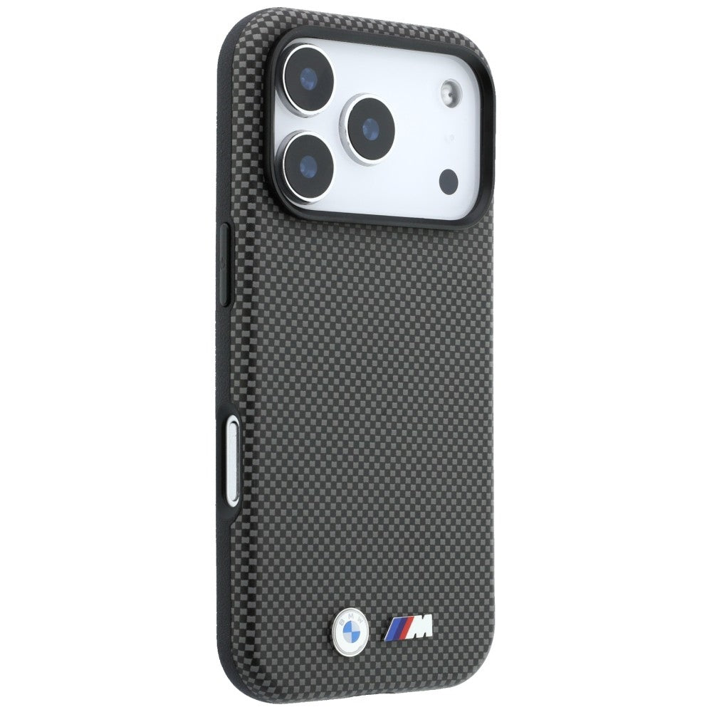 BMW iPhone 17 Pro Max/iPhone 18 Pro Max Skal M Quadrille Kevlar Metal Logo Grå