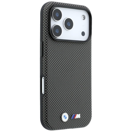 BMW iPhone 17 Pro Max/iPhone 18 Pro Max Skal M Quadrille Kevlar Metal Logo Grå