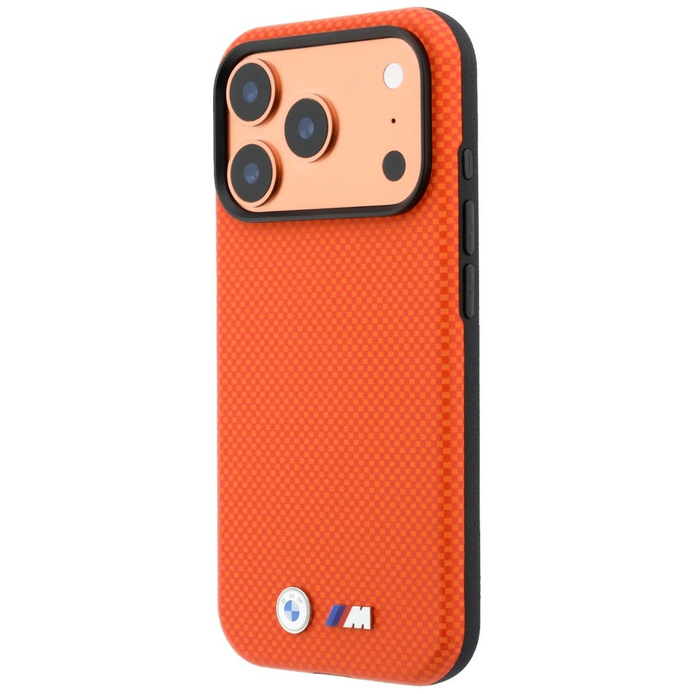 BMW iPhone 17 Pro/iPhone 18 Pro Skal M Quadrille Kevlar Metal Logo Orange