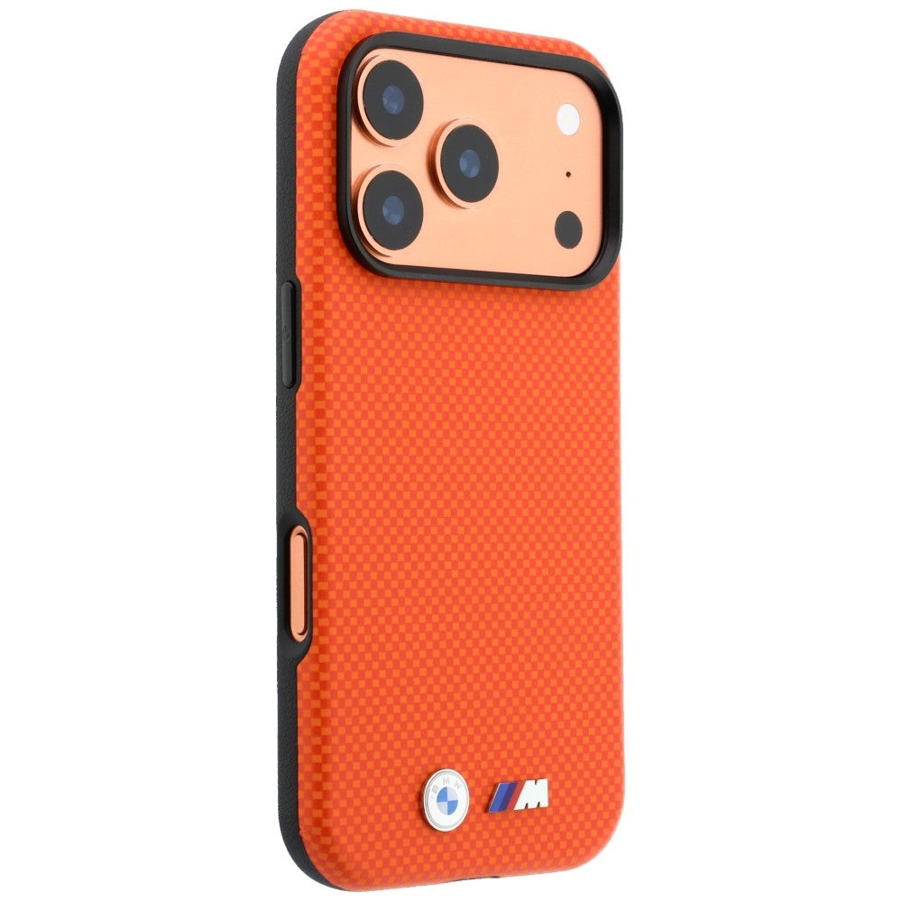 BMW iPhone 17 Pro/iPhone 18 Pro Skal M Quadrille Kevlar Metal Logo Orange