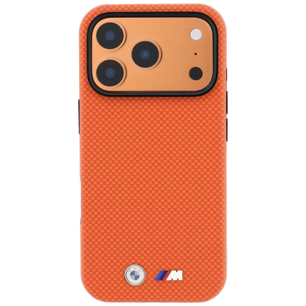 BMW iPhone 17 Pro Max/iPhone 18 Pro Max Skal M Quadrille Kevlar Metal Logo Orange