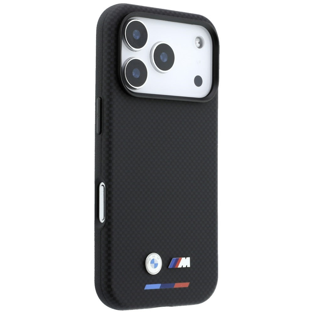 BMW iPhone 17 Pro/iPhone 18 Pro Skal M Quadrille Kevlar Tricolor & Metal Logo Svart