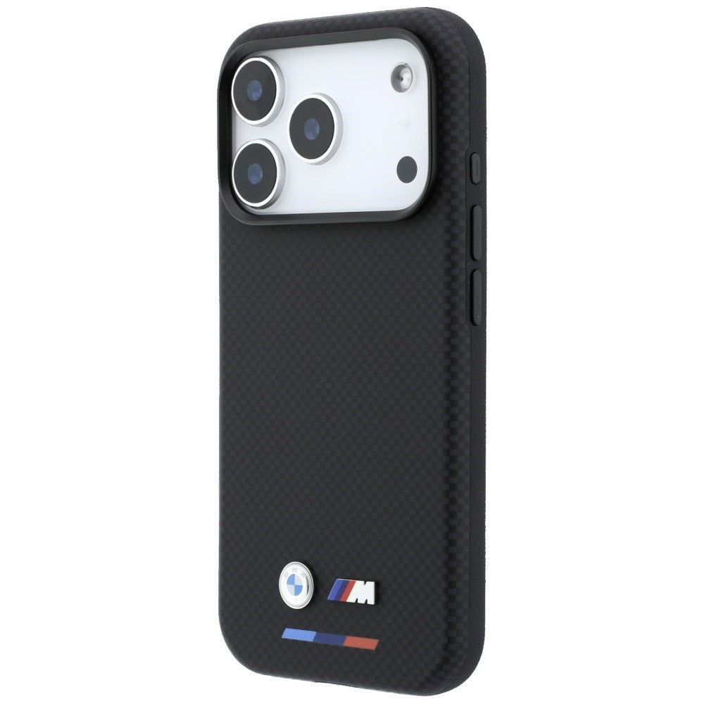 BMW iPhone 17 Pro Max/iPhone 18 Pro Max Skal M Quadrille Kevlar Tricolor & Metal Logo Svart