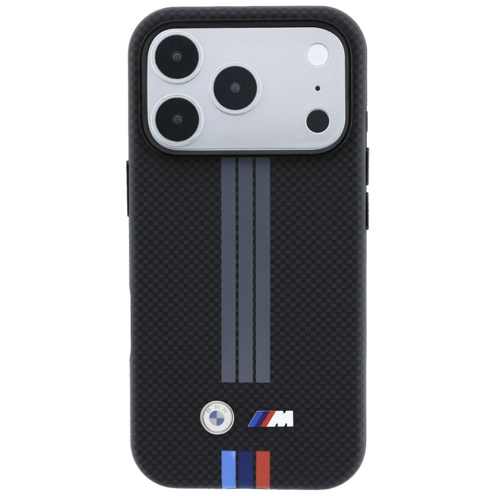 BMW iPhone 17 Pro/iPhone 18 Pro Skal M Quadrille Kevlar Tricolor Lines Svart