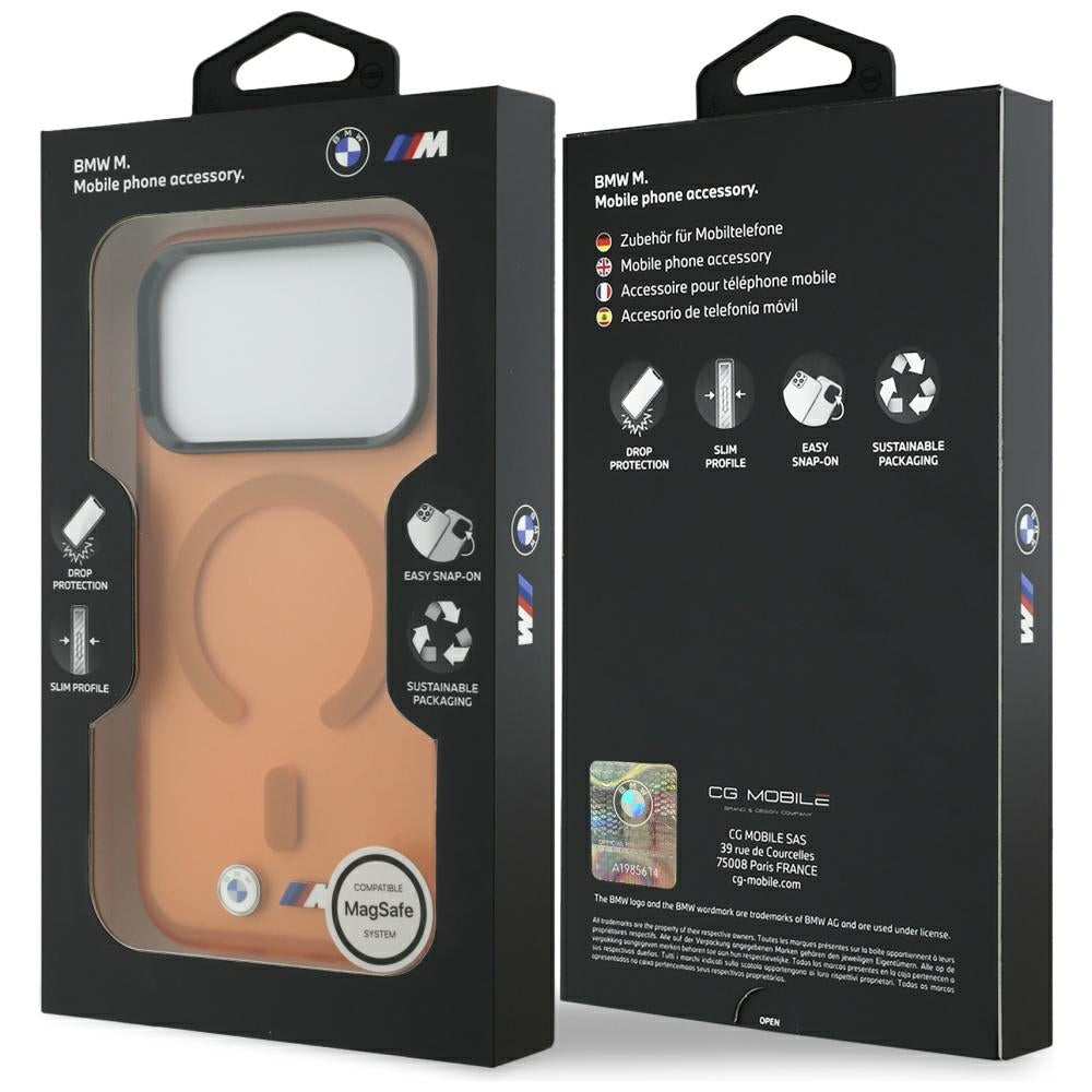 BMW iPhone 17 Pro/iPhone 18 Pro Skal M Frosted Metal Logo Orange