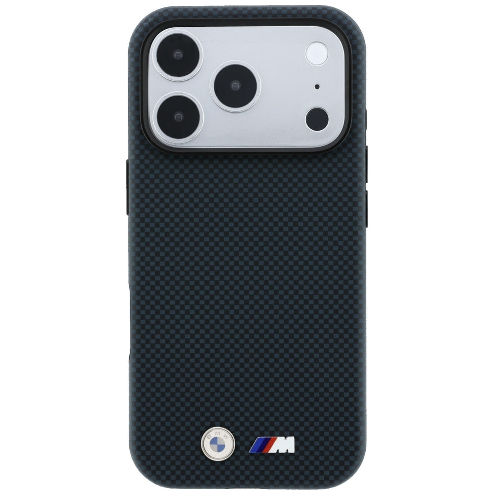 BMW iPhone 17 Pro/iPhone 18 Pro Skal M Quadrille Kevlar Metal Logo Navy