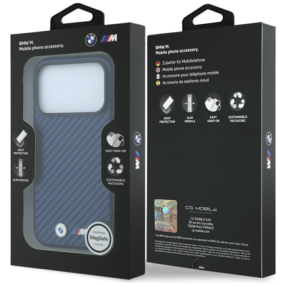 BMW iPhone 17 Pro/iPhone 18 Pro Skal M Carbon Metal Logo Navy
