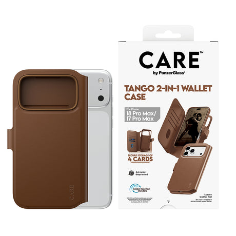 CARE by PanzerGlass iPhone 17 Pro Max/iPhone 18 Pro Max Fodral Tango Wallet MagSafe Brun