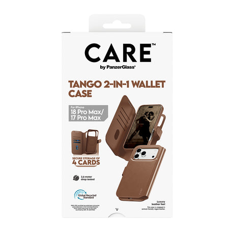 CARE by PanzerGlass iPhone 17 Pro Max/iPhone 18 Pro Max Fodral Tango Wallet MagSafe Brun