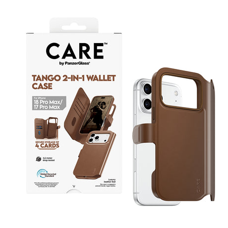 CARE by PanzerGlass iPhone 17 Pro Max/iPhone 18 Pro Max Fodral Tango Wallet MagSafe Brun