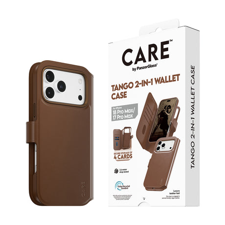 CARE by PanzerGlass iPhone 17 Pro Max/iPhone 18 Pro Max Fodral Tango Wallet MagSafe Brun