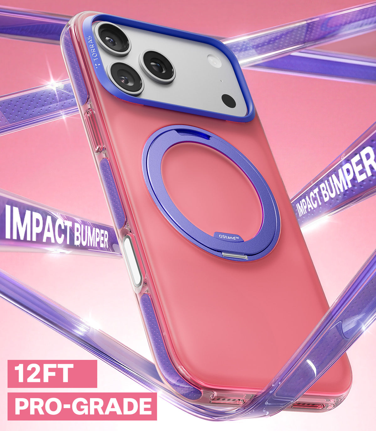 Torras iPhone 17 Pro Skal Ostand O3 Hue Blush Pink