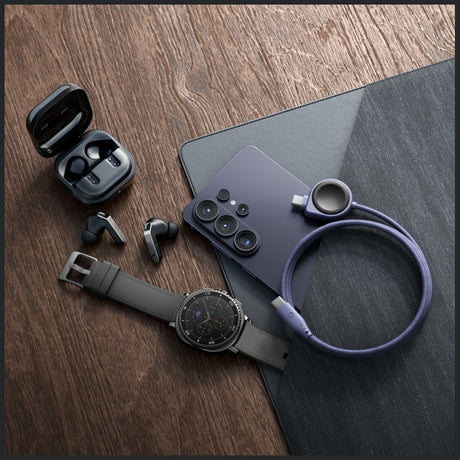 Energea Flow Duo 2-i-1 USB-C Laddkabel med Samsung Galaxy Watch laddare 1.5m