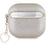Guess AirPods 4 Skal Metallic Script Charm Guld