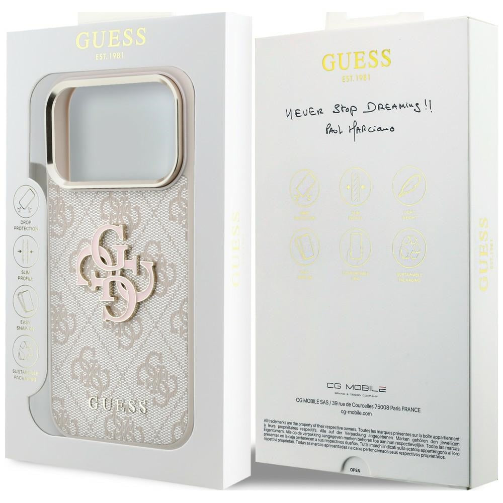 Guess iPhone 17 Pro/iPhone 18 Pro Skal 4G Resin Logo Rosa