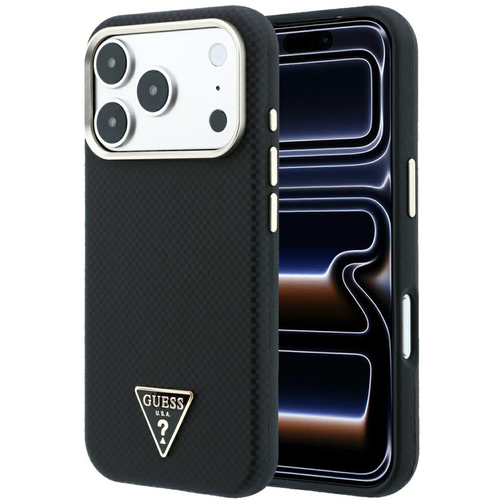 Guess iPhone 17 Pro/iPhone 18 Pro Skal Kevlar Triangle Logo Svart