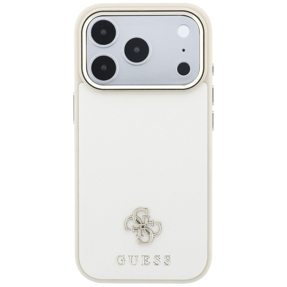 Guess iPhone 17 Pro Max/iPhone 18 Pro Max Skal Saffiano 4G Classic Logo Beige