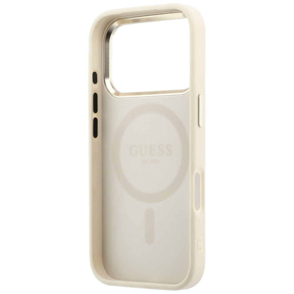 Guess iPhone 17 Pro Max/iPhone 18 Pro Max Skal Saffiano 4G Classic Logo Beige