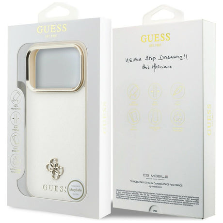 Guess iPhone 17 Pro Max/iPhone 18 Pro Max Skal Saffiano 4G Classic Logo Beige