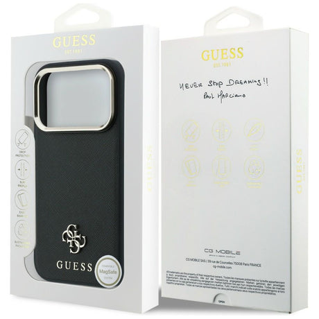 Guess iPhone 17 Pro Max/iPhone 18 Pro Max Skal Saffiano 4G Classic Logo Svart