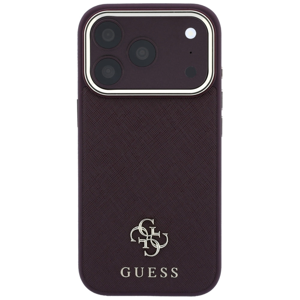 Guess iPhone 17 Pro/iPhone 18 Pro Skal Saffiano 4G Classic Logo Burgundy