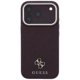 Guess iPhone 17 Pro/iPhone 18 Pro Skal Saffiano 4G Classic Logo Burgundy