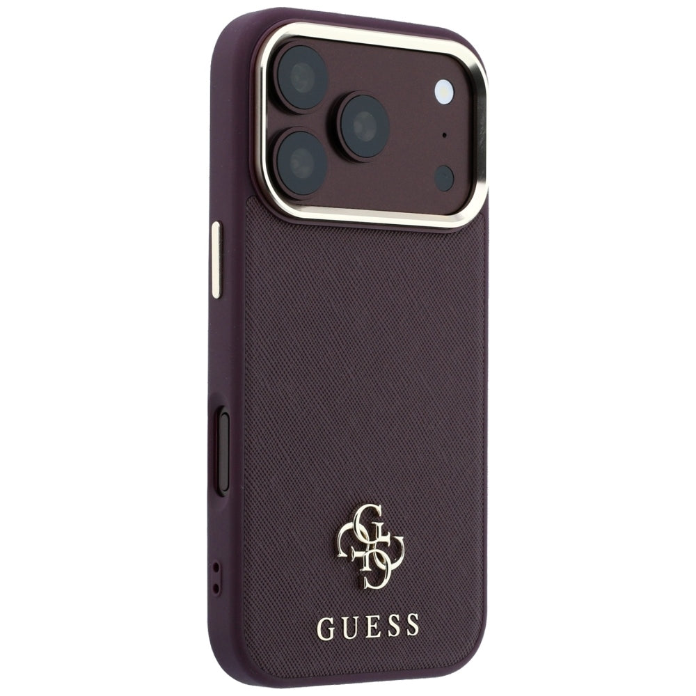 Guess iPhone 17 Pro/iPhone 18 Pro Skal Saffiano 4G Classic Logo Burgundy