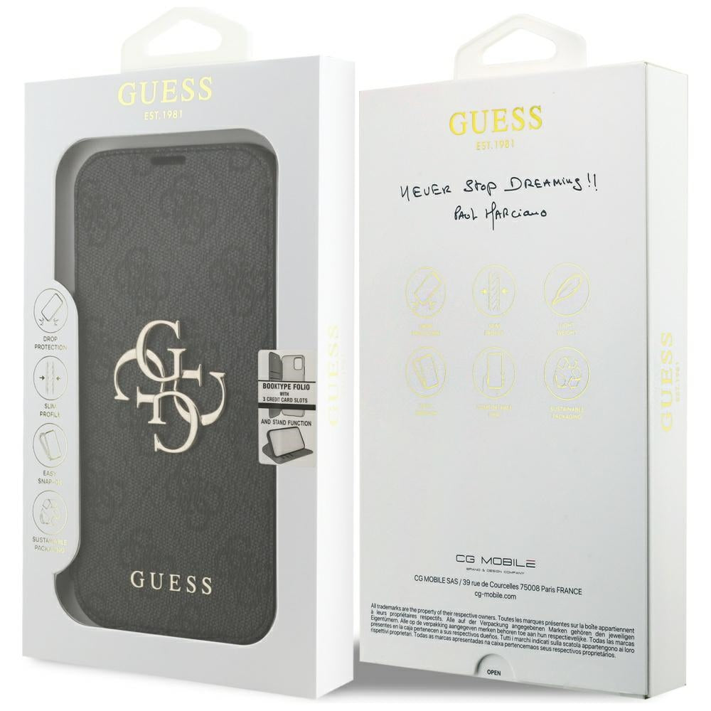 Guess iPhone 17 Pro/iPhone 18 Pro Fodral Book 4G Metal Logo Svart