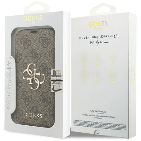 Guess iPhone 17 Pro/iPhone 18 Pro Fodral Book 4G Metal Logo Brun