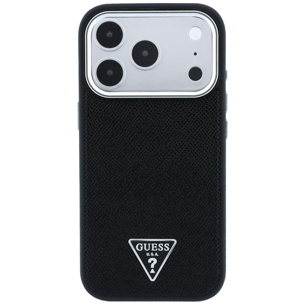 Guess iPhone 17 Pro/iPhone 18 Pro Skal Grained Triangle Logo Svart