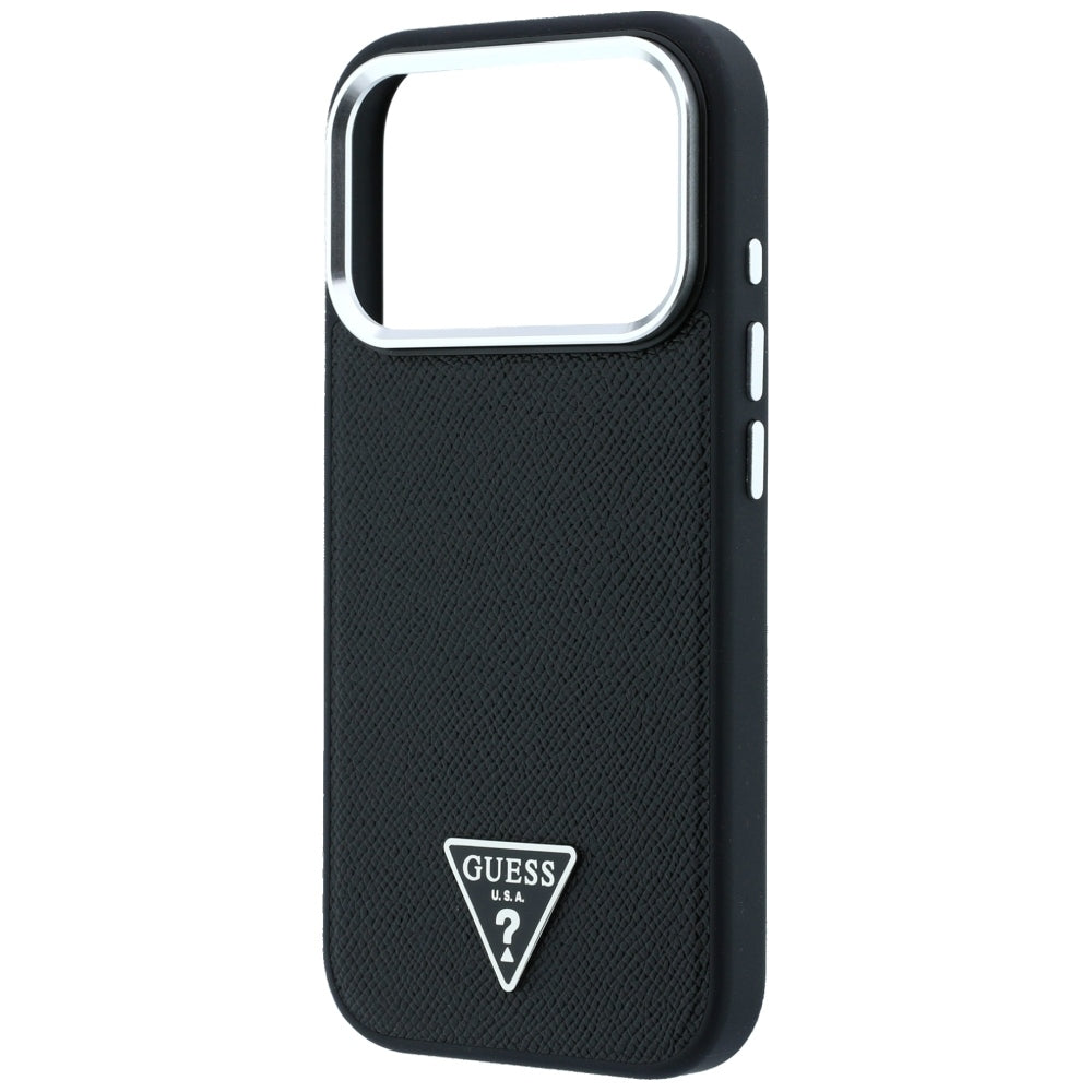 Guess iPhone 17 Pro Max/iPhone 18 Pro Max Skal Grained Triangle Logo Svart