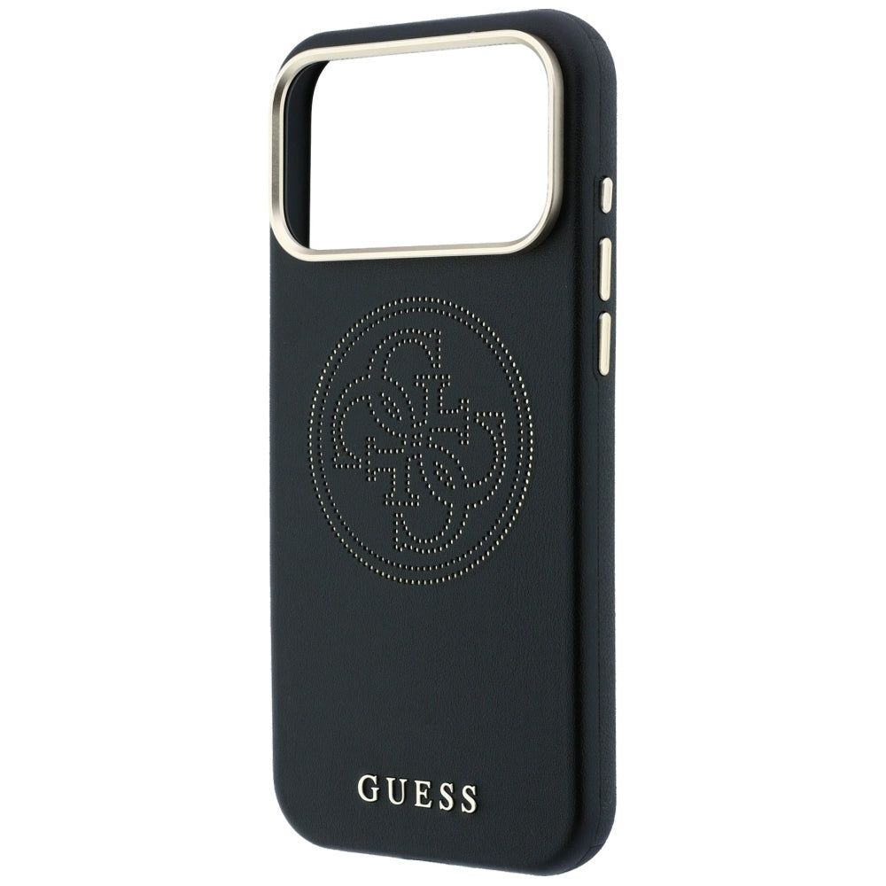 Guess iPhone 17 Pro/iPhone 18 Pro Skal Perforated 4G Gold Logo Svart