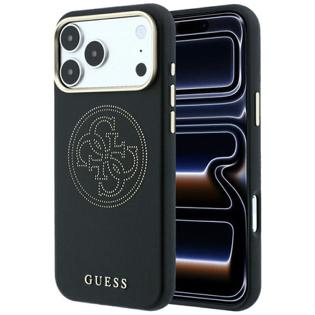 Guess iPhone 17 Pro Max/iPhone 18 Pro Max Skal Perforated 4G Gold Logo Svart
