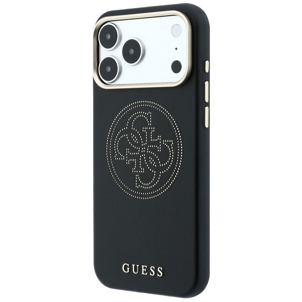 Guess iPhone 17 Pro Max/iPhone 18 Pro Max Skal Perforated 4G Gold Logo Svart
