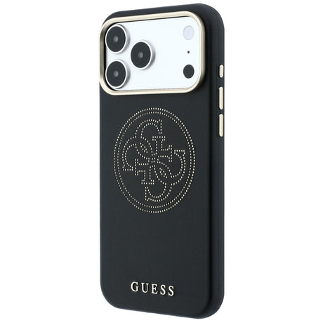 Guess iPhone 17 Pro Max/iPhone 18 Pro Max Skal Perforated 4G Gold Logo Svart