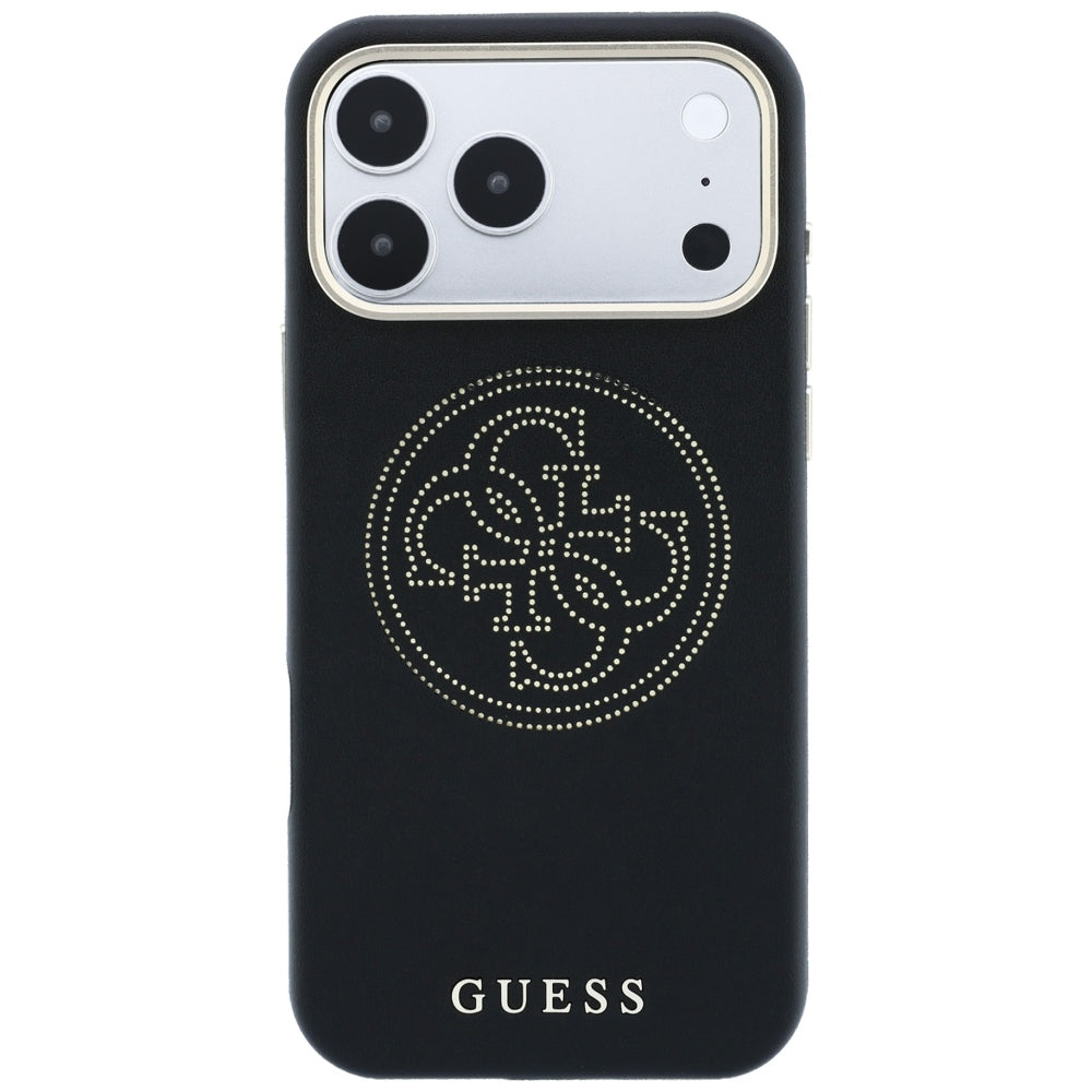 Guess iPhone 17 Pro Max/iPhone 18 Pro Max Skal Perforated 4G Gold Logo Svart