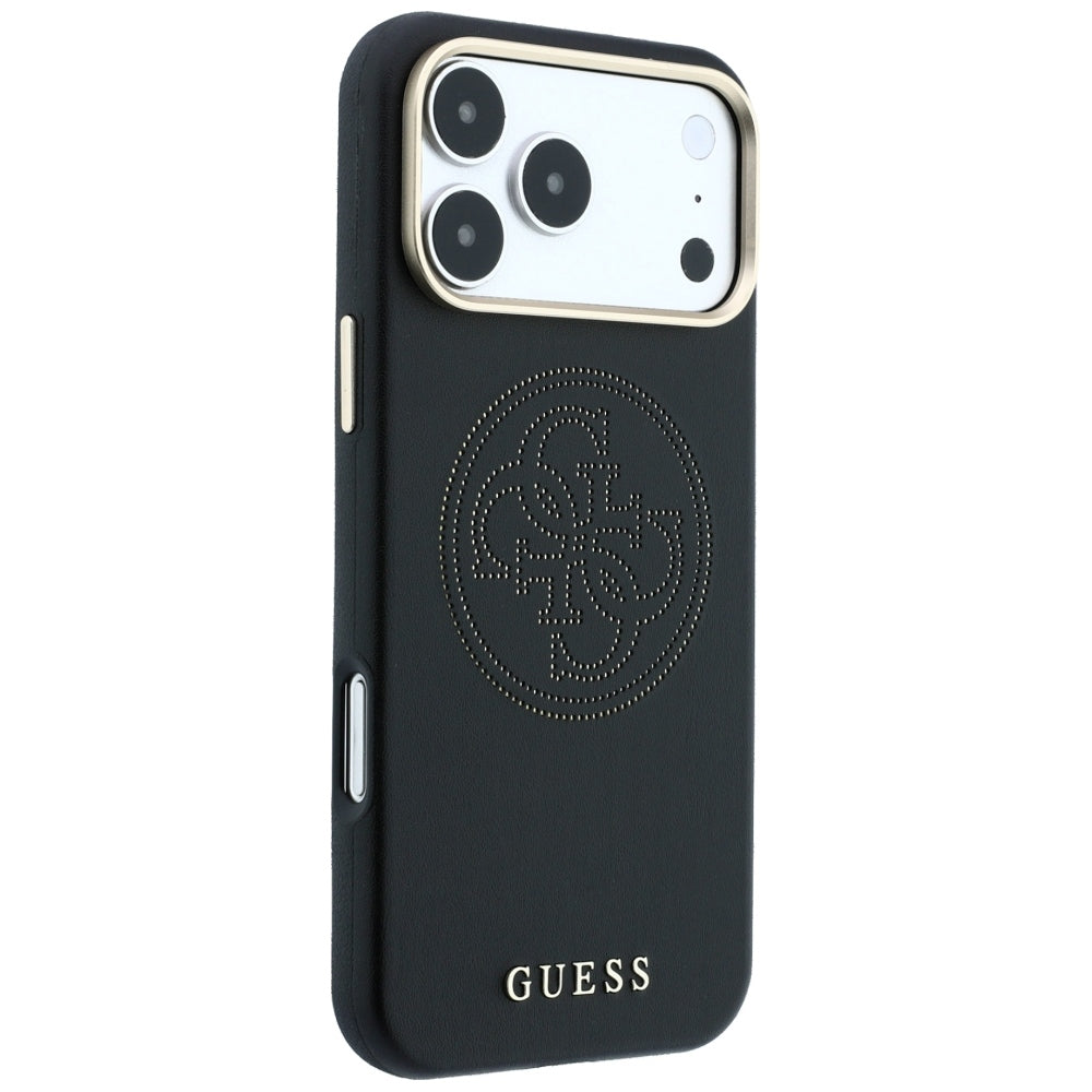 Guess iPhone 17 Pro Max/iPhone 18 Pro Max Skal Perforated 4G Gold Logo Svart