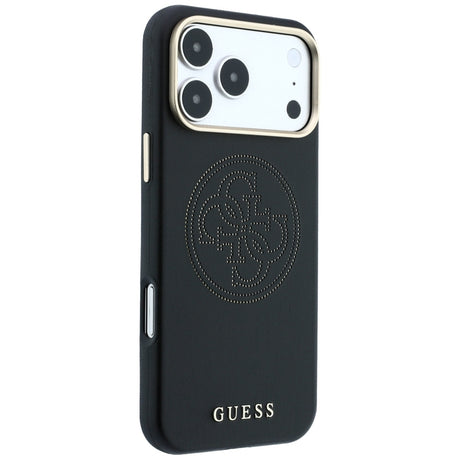 Guess iPhone 17 Pro Max/iPhone 18 Pro Max Skal Perforated 4G Gold Logo Svart