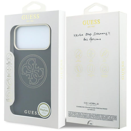 Guess iPhone 17 Pro Max/iPhone 18 Pro Max Skal Perforated 4G Gold Logo Svart