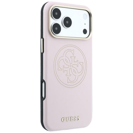 Guess iPhone 17 Pro Max/iPhone 18 Pro Max Skal Perforated 4G Gold Logo Rosa
