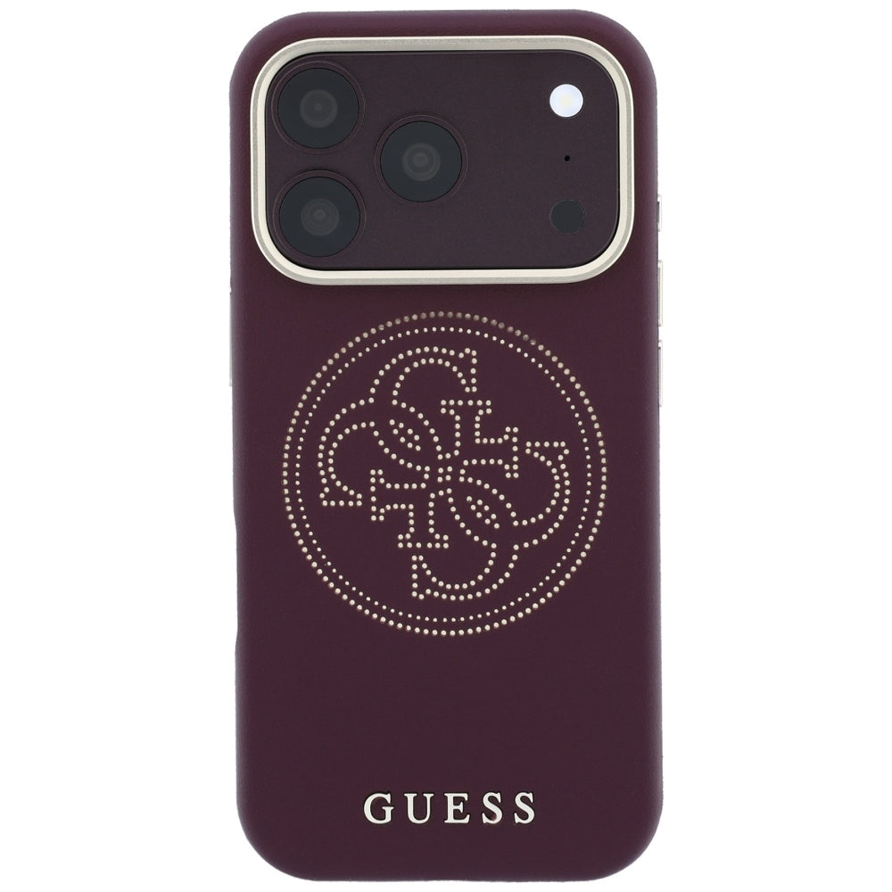 Guess iPhone 17 Pro/iPhone 18 Pro Skal Perforated 4G Gold Logo Burgundy