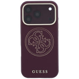 Guess iPhone 17 Pro/iPhone 18 Pro Skal Perforated 4G Gold Logo Burgundy