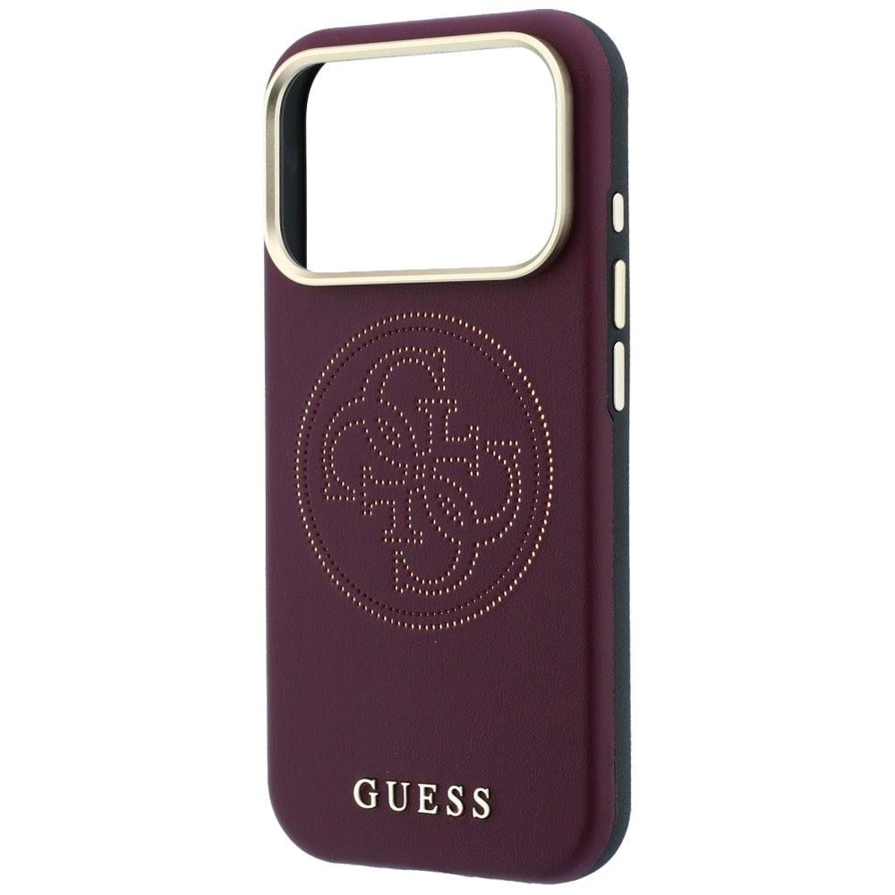 Guess iPhone 17 Pro/iPhone 18 Pro Skal Perforated 4G Gold Logo Burgundy
