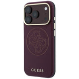Guess iPhone 17 Pro Max/iPhone 18 Pro Max Skal Perforated 4G Gold Logo Burgundy