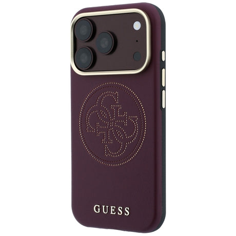 Guess iPhone 17 Pro Max/iPhone 18 Pro Max Skal Perforated 4G Gold Logo Burgundy