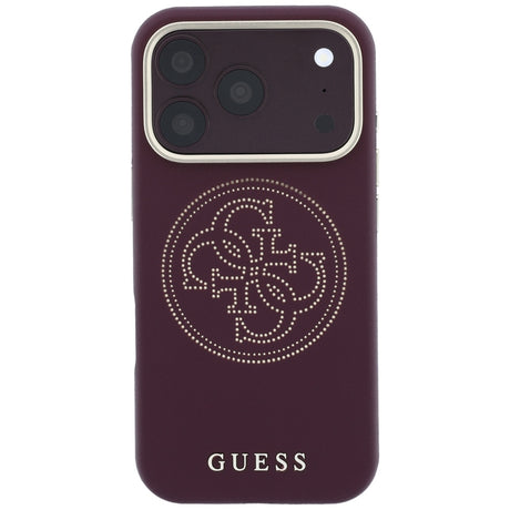 Guess iPhone 17 Pro Max/iPhone 18 Pro Max Skal Perforated 4G Gold Logo Burgundy